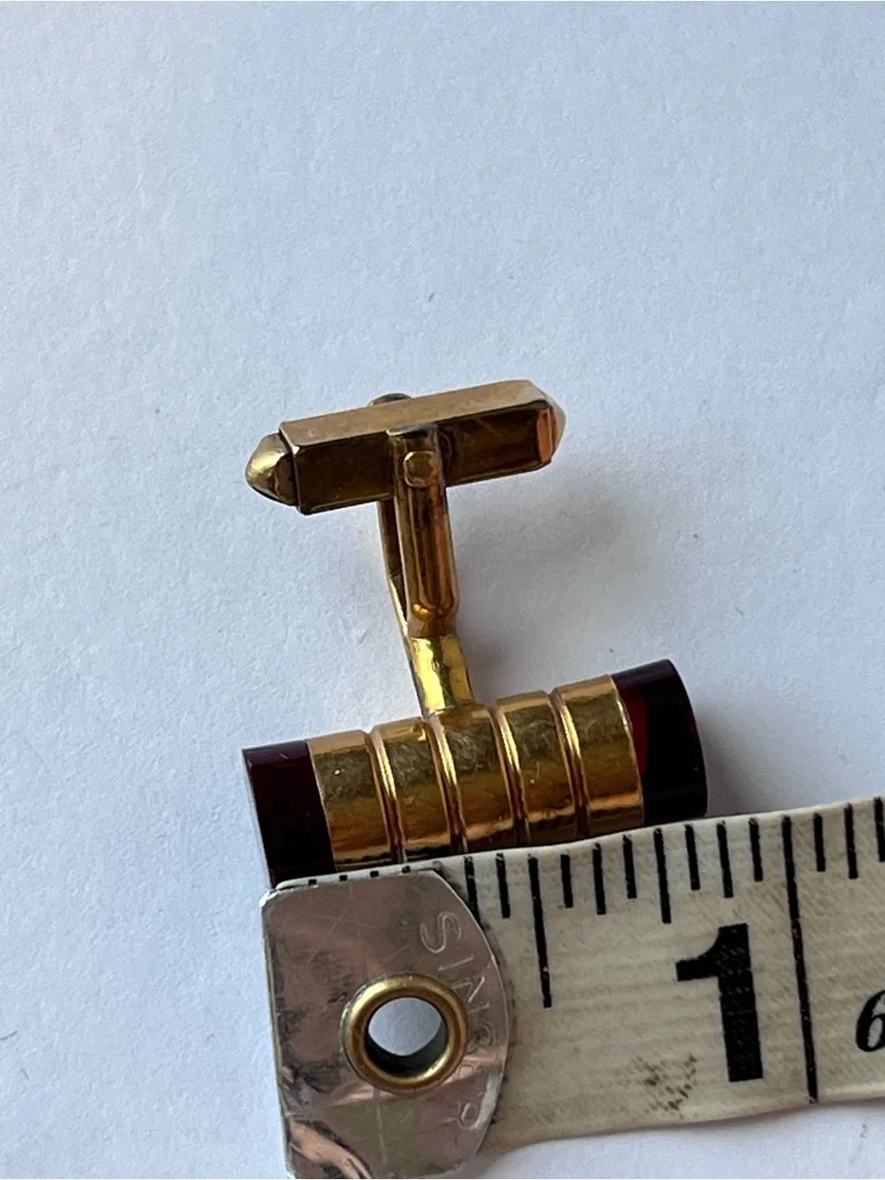 Vintage Swank Cuff Links Gold Plated Red Lucite